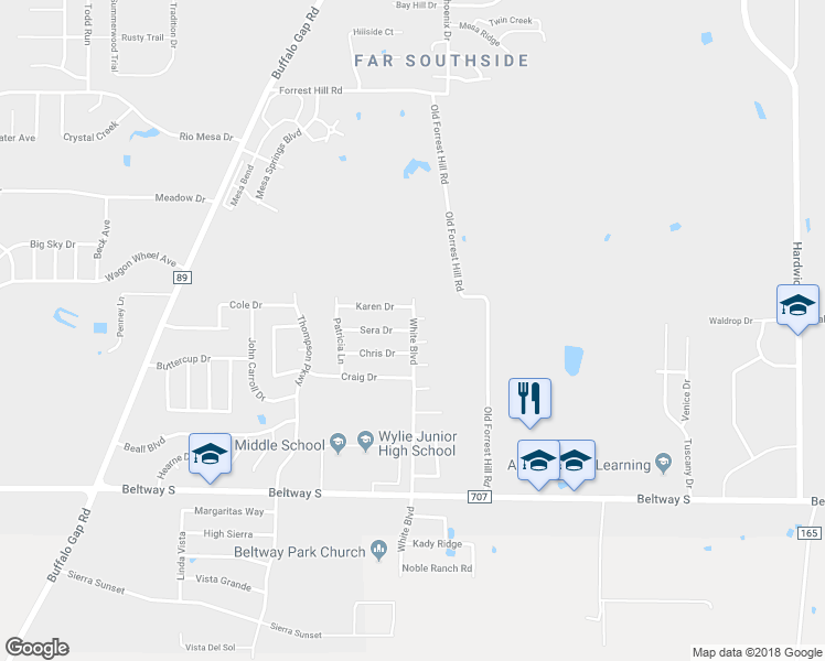 map of restaurants, bars, coffee shops, grocery stores, and more near 3900 Sera Drive in Abilene