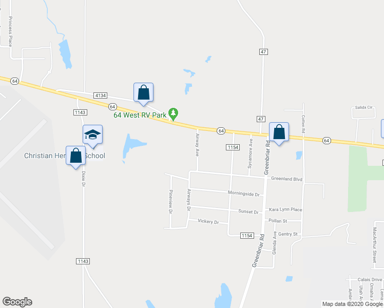 map of restaurants, bars, coffee shops, grocery stores, and more near 768 Airway Avenue in Tyler