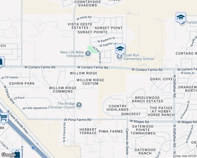 map of restaurants, bars, coffee shops, grocery stores, and more near 4803 West Willow Wind Way in Tucson