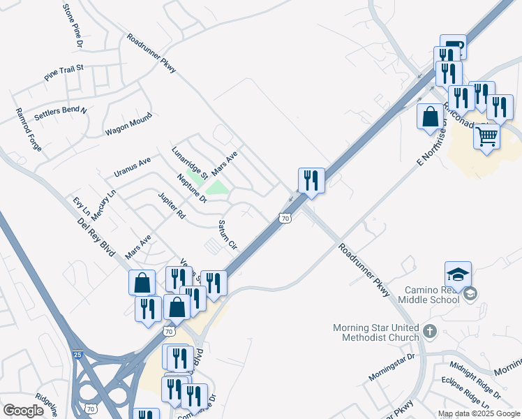 map of restaurants, bars, coffee shops, grocery stores, and more near 2377 Saturn Circle in Las Cruces