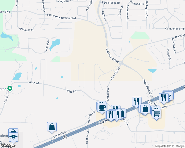 map of restaurants, bars, coffee shops, grocery stores, and more near 226 Bellamy Court in Flowood