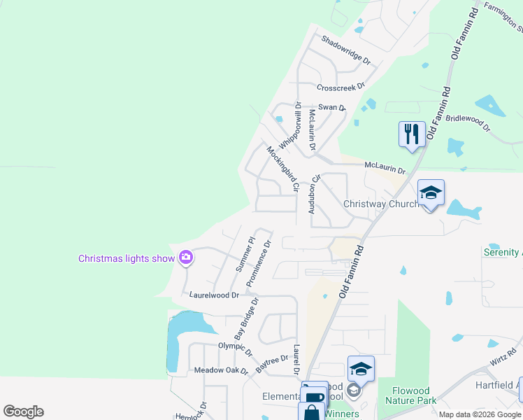 map of restaurants, bars, coffee shops, grocery stores, and more near 321 Evergreen Way in Brandon