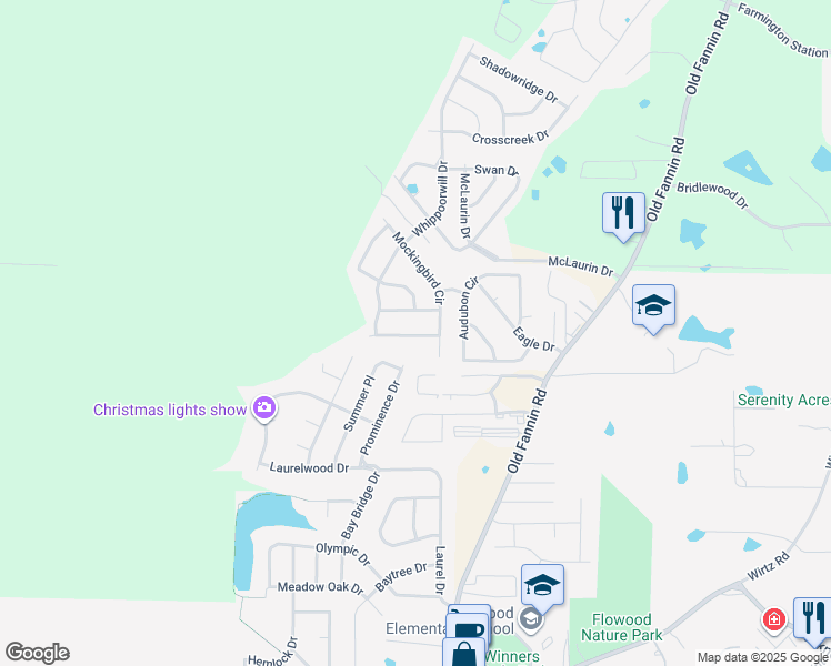 map of restaurants, bars, coffee shops, grocery stores, and more near 345 Evergreen Way in Brandon