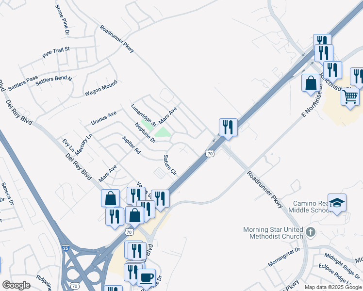 map of restaurants, bars, coffee shops, grocery stores, and more near 2360 Saturn Circle in Las Cruces