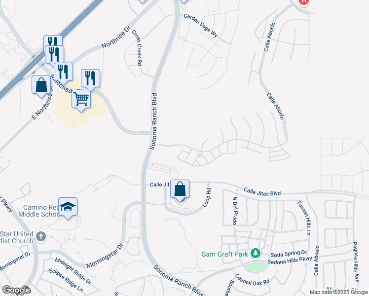 map of restaurants, bars, coffee shops, grocery stores, and more near 4121 Espana Way in Las Cruces