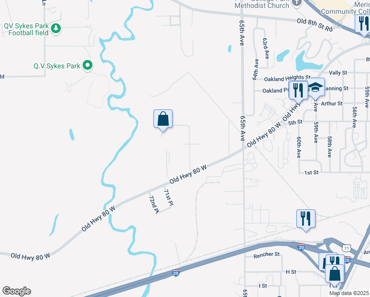 map of restaurants, bars, coffee shops, grocery stores, and more near 235 69th Avenue in Meridian