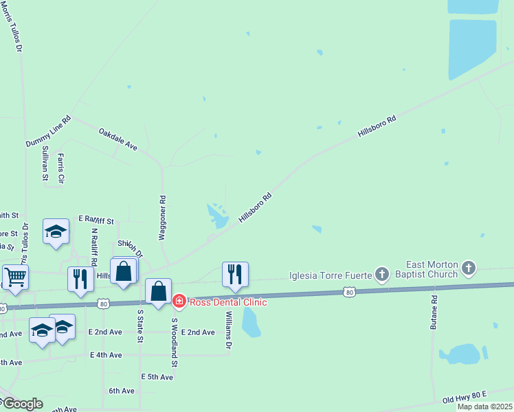 map of restaurants, bars, coffee shops, grocery stores, and more near 905 Hillsboro Road in Morton
