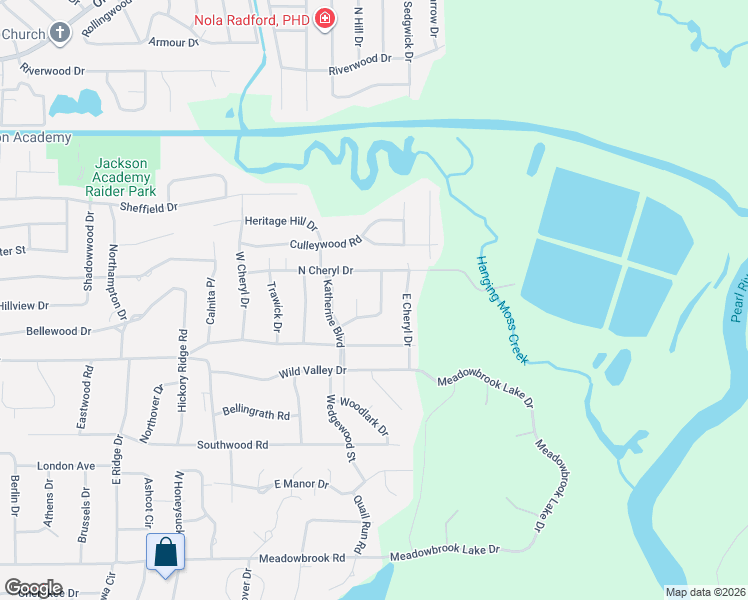 map of restaurants, bars, coffee shops, grocery stores, and more near 4614 Friar Circle in Jackson