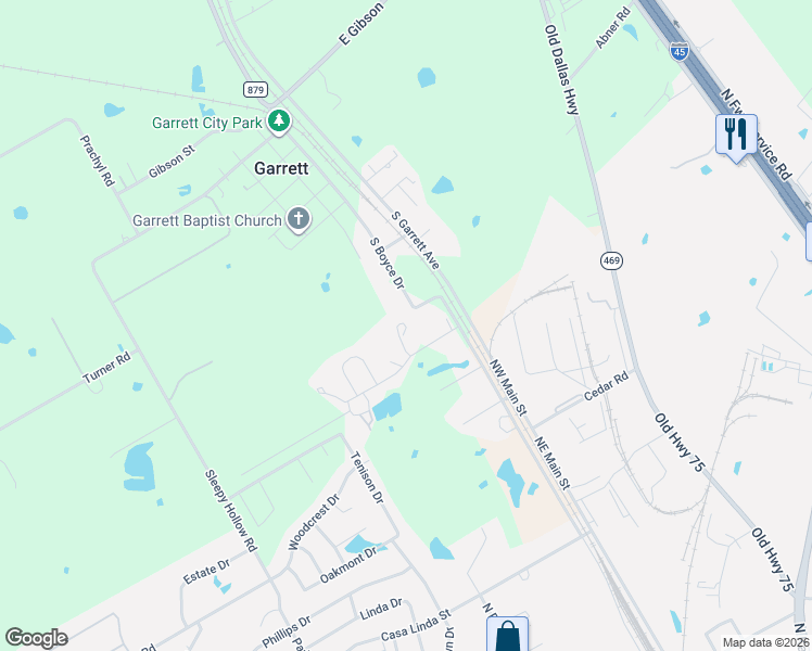 map of restaurants, bars, coffee shops, grocery stores, and more near 212 South Boyce Drive in Ennis