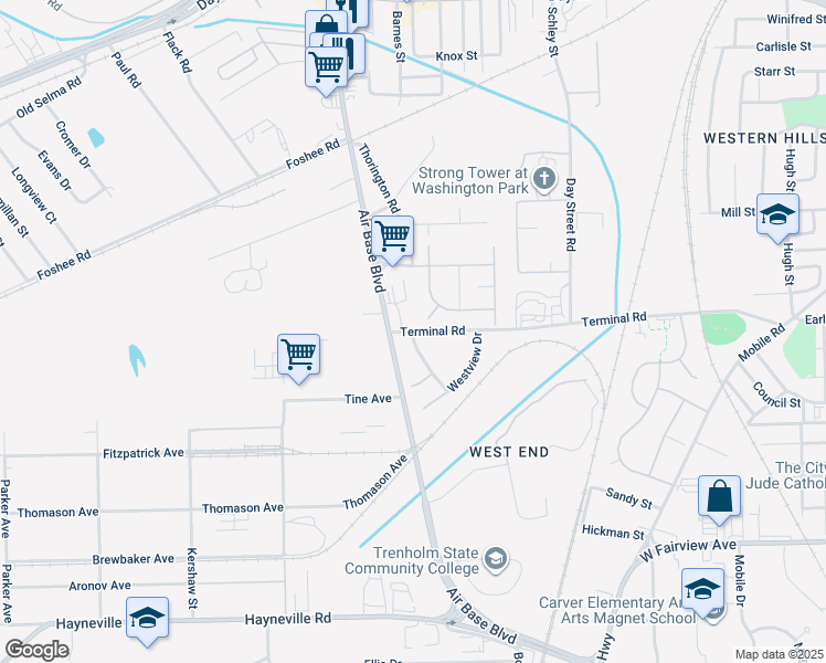 map of restaurants, bars, coffee shops, grocery stores, and more near 901 Goodwyn Drive in Montgomery