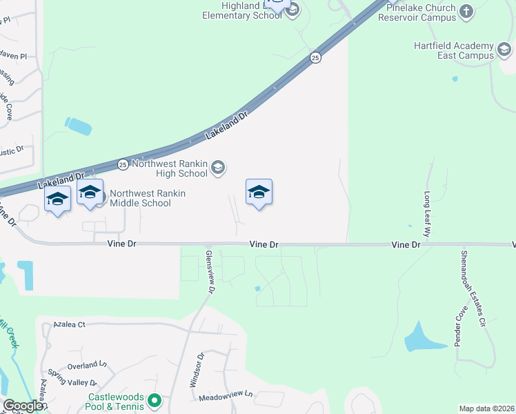 map of restaurants, bars, coffee shops, grocery stores, and more near 1 Paw Print Place in Flowood