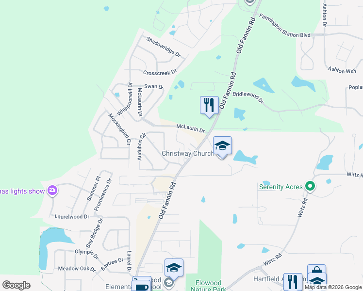 map of restaurants, bars, coffee shops, grocery stores, and more near 1500 Old Fannin Road in Brandon