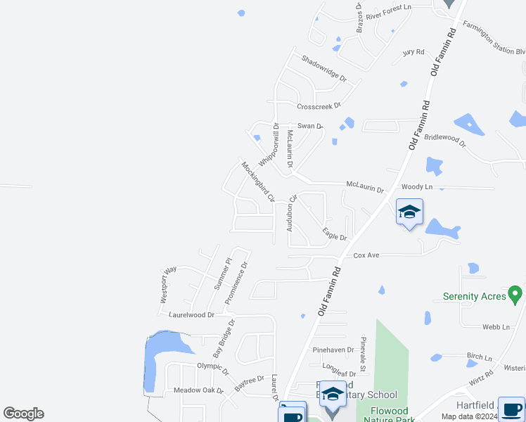map of restaurants, bars, coffee shops, grocery stores, and more near 206 Meadowlark Drive in Brandon
