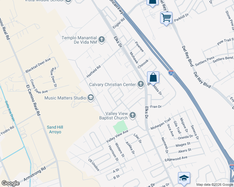 map of restaurants, bars, coffee shops, grocery stores, and more near 919 Mayflower in Las Cruces