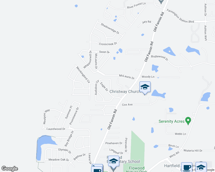 map of restaurants, bars, coffee shops, grocery stores, and more near 202 Hummingbird Cove in Brandon