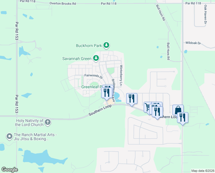 map of restaurants, bars, coffee shops, grocery stores, and more near 2030 Woodberry Avenue in Shreveport