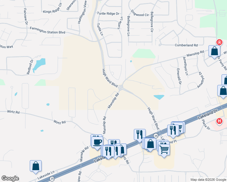 map of restaurants, bars, coffee shops, grocery stores, and more near 312 Deer Hollow in Brandon
