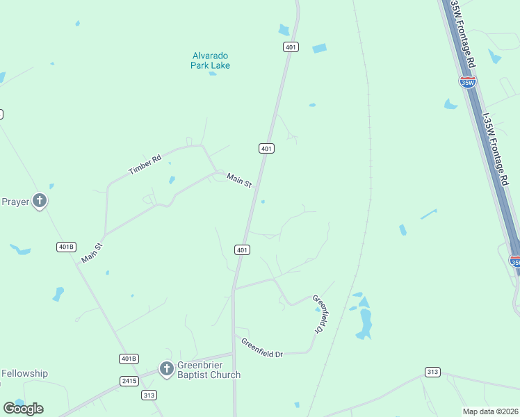 map of restaurants, bars, coffee shops, grocery stores, and more near 3643 County Road 401 in Alvarado