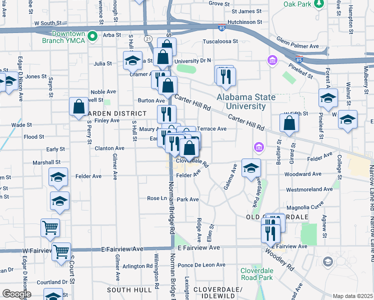 map of restaurants, bars, coffee shops, grocery stores, and more near 1722 Westhaven Lane in Montgomery