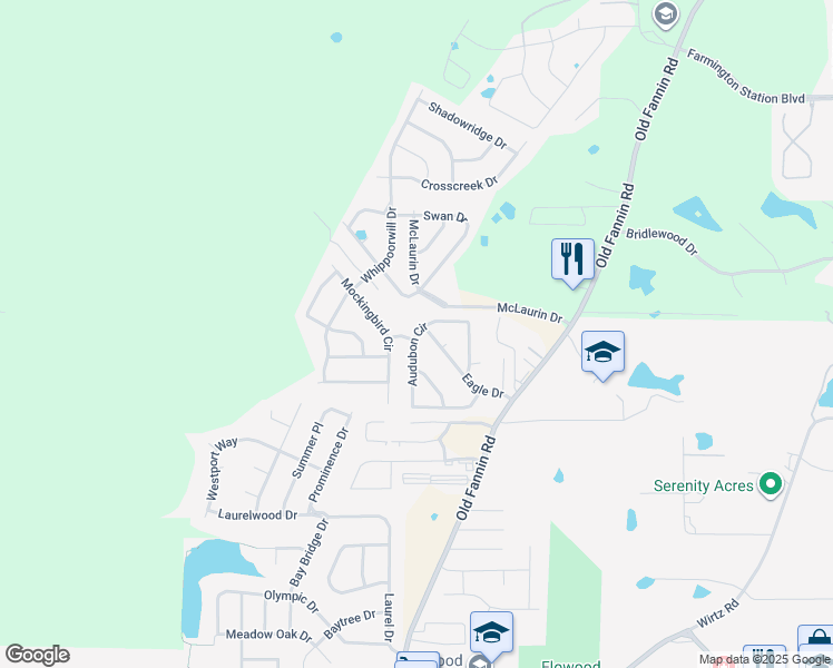 map of restaurants, bars, coffee shops, grocery stores, and more near 361 Audubon Circle in Brandon