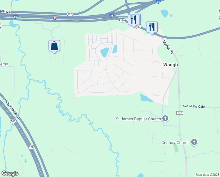 map of restaurants, bars, coffee shops, grocery stores, and more near 480 Stone Park Boulevard in Pike Road