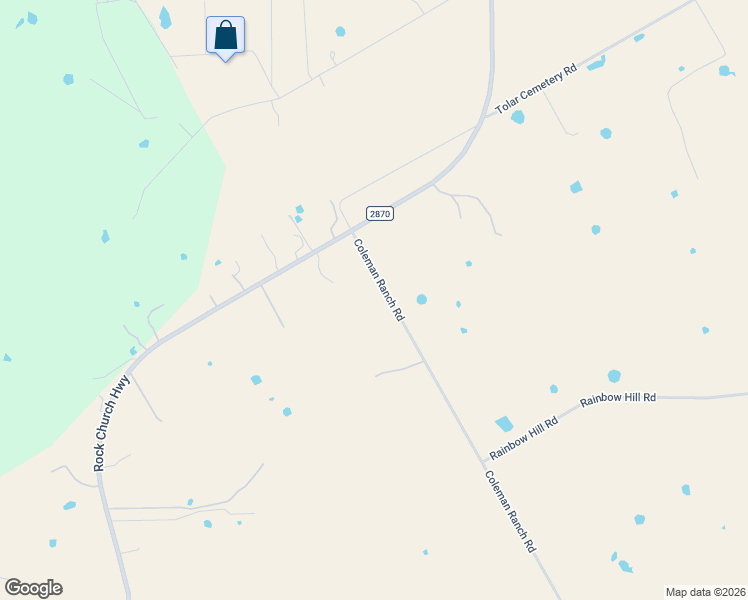 map of restaurants, bars, coffee shops, grocery stores, and more near 1900 Coleman Ranch Road in Tolar