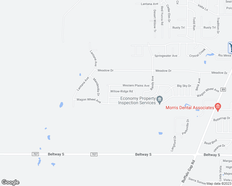 map of restaurants, bars, coffee shops, grocery stores, and more near 5417 Willow-Ridge Road in Abilene