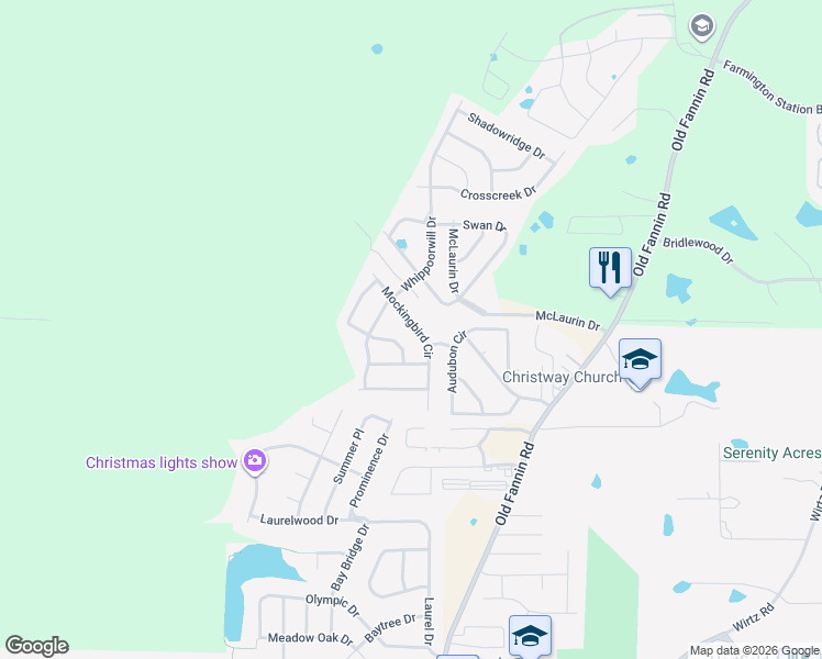 map of restaurants, bars, coffee shops, grocery stores, and more near 540 Mockingbird Circle in Brandon