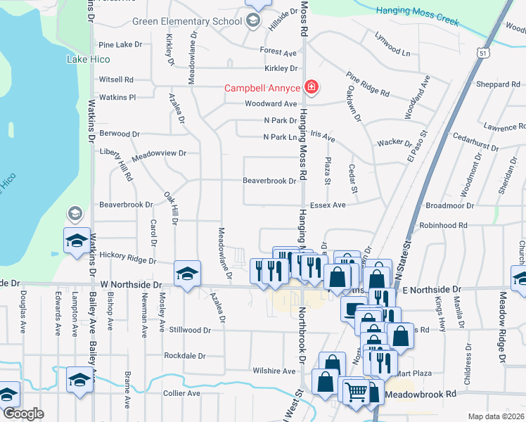 map of restaurants, bars, coffee shops, grocery stores, and more near 365 Hanging Moss Circle in Jackson