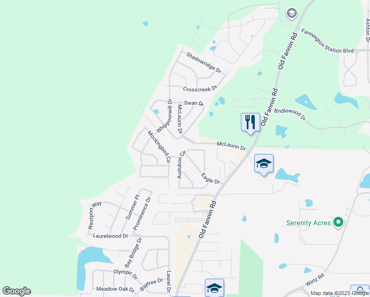 map of restaurants, bars, coffee shops, grocery stores, and more near 361 Audubon Circle in Brandon