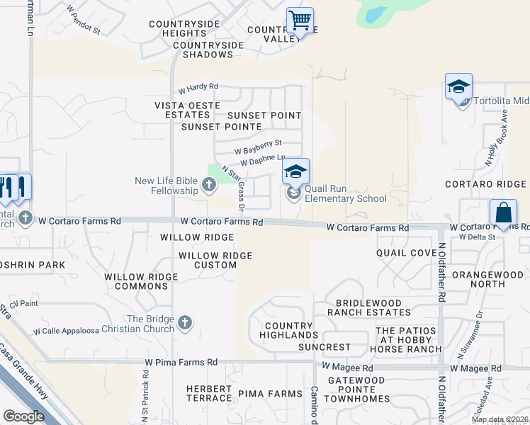 map of restaurants, bars, coffee shops, grocery stores, and more near 4731 Juneberry Lane in Tucson