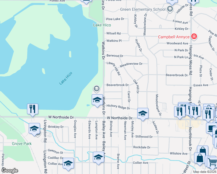 map of restaurants, bars, coffee shops, grocery stores, and more near 756 Montclair Place in Jackson