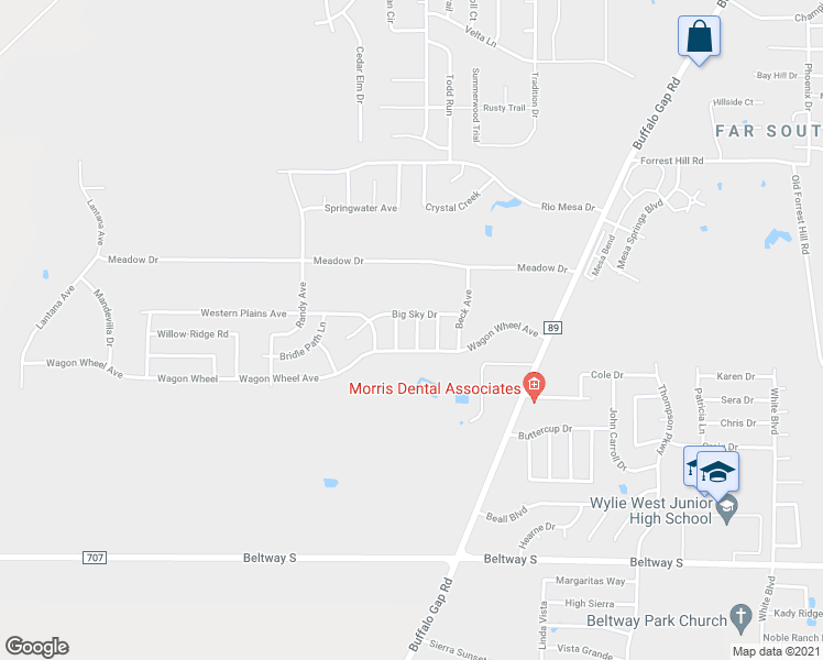 map of restaurants, bars, coffee shops, grocery stores, and more near 7318 Clariece Drive in Abilene