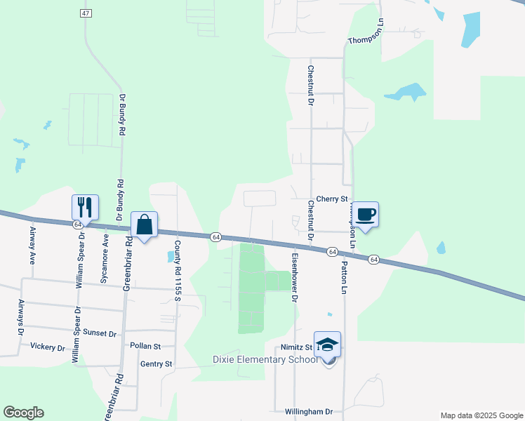 map of restaurants, bars, coffee shops, grocery stores, and more near 12126 Highway 64 in Tyler