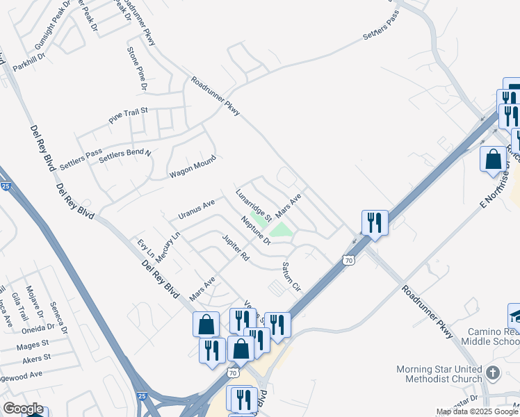map of restaurants, bars, coffee shops, grocery stores, and more near 3336 Lunarridge Street in Las Cruces