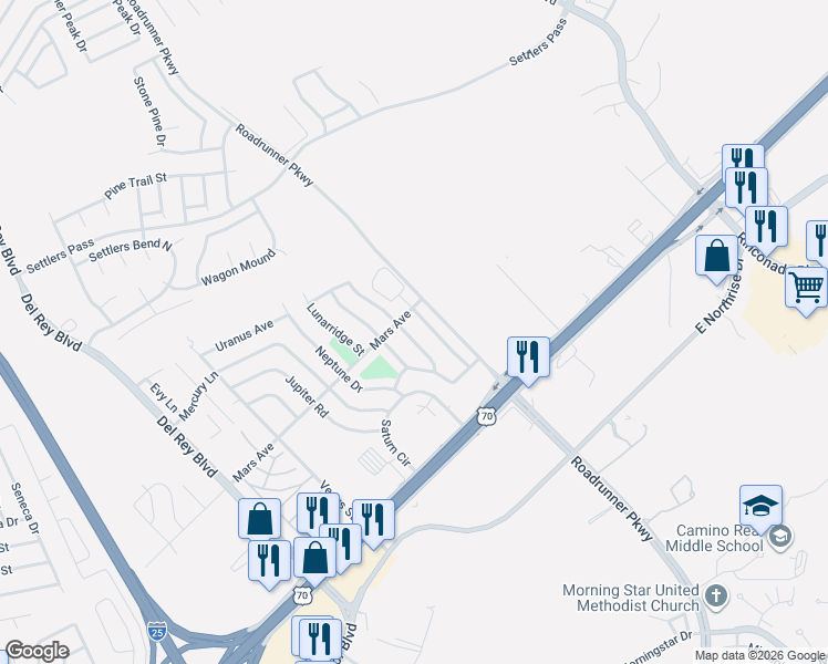 map of restaurants, bars, coffee shops, grocery stores, and more near 3260-3264 Highridge Street in Las Cruces