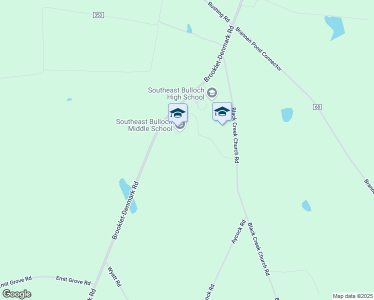 map of restaurants, bars, coffee shops, grocery stores, and more near 9124 Brooklet-Denmark Road in Brooklet