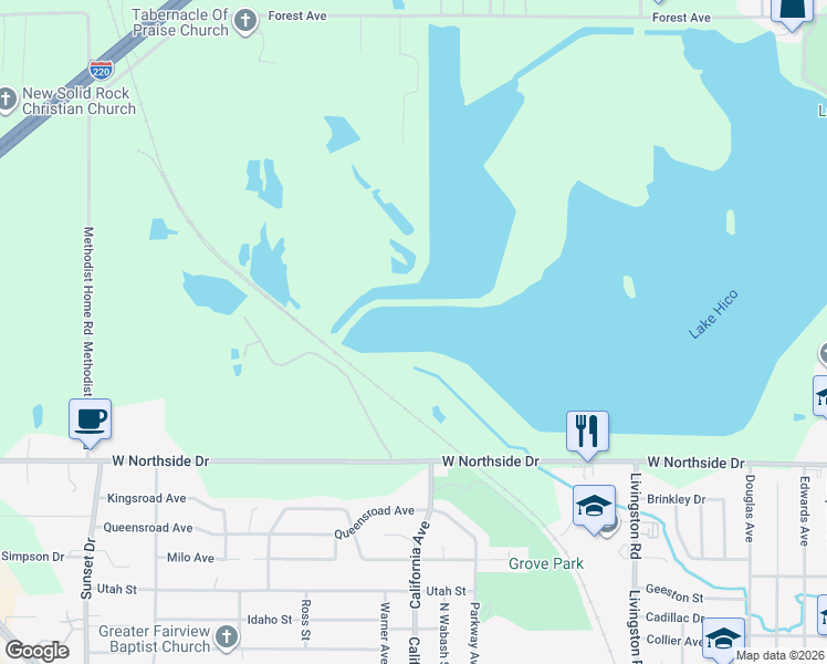 map of restaurants, bars, coffee shops, grocery stores, and more near 2000-2128 West Northside Drive in Jackson