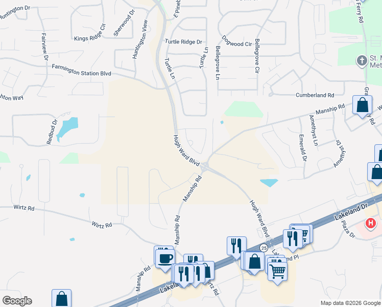 map of restaurants, bars, coffee shops, grocery stores, and more near 312 Deer Hollow in Brandon