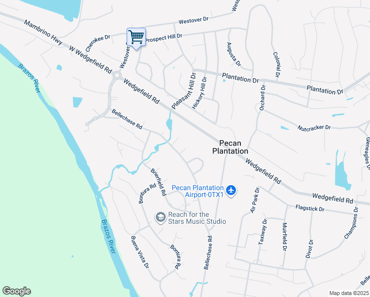 map of restaurants, bars, coffee shops, grocery stores, and more near 6007 Oakwood Court in Granbury