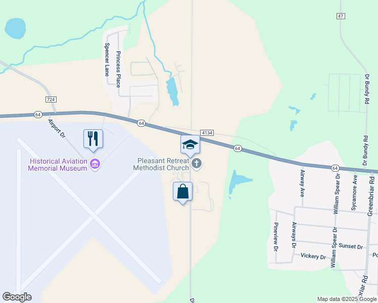 map of restaurants, bars, coffee shops, grocery stores, and more near 417 County Road 1143 in Tyler