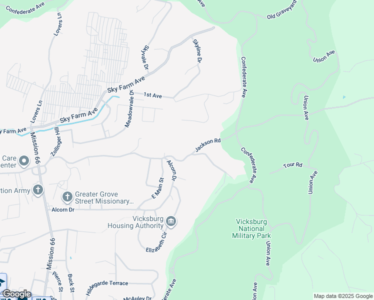 map of restaurants, bars, coffee shops, grocery stores, and more near 2135 Martin Luther King Junior Boulevard in Vicksburg