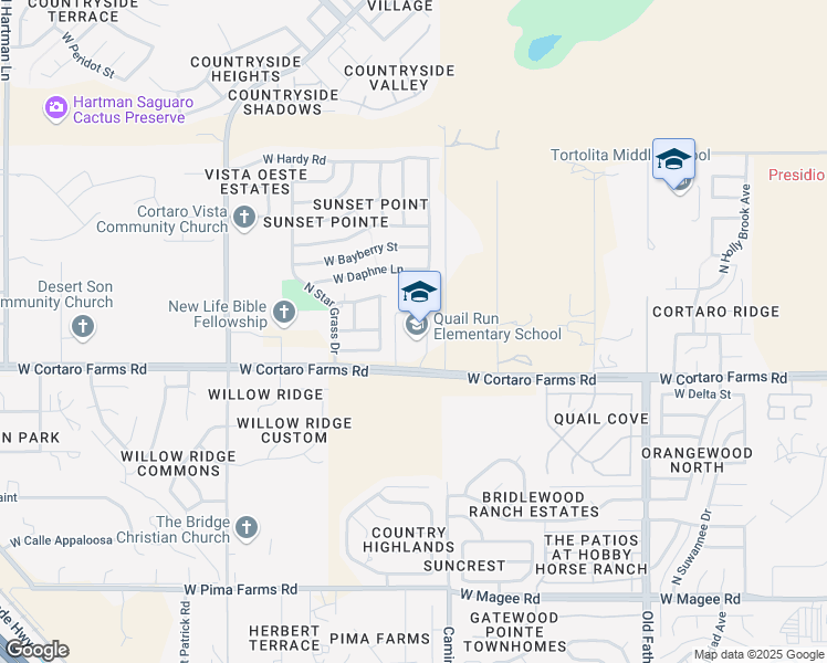 map of restaurants, bars, coffee shops, grocery stores, and more near 4600 W Cortaro Farms Rd in Tucson