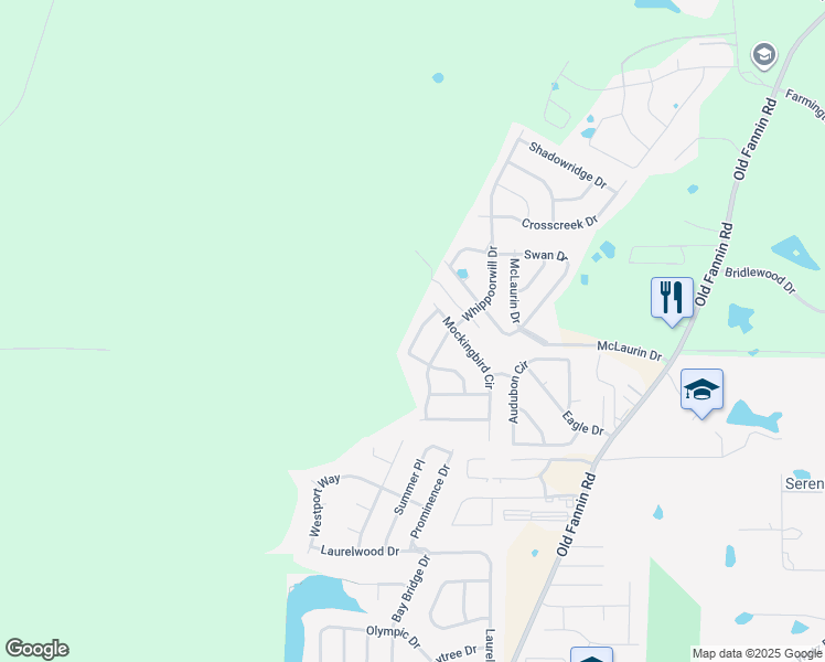 map of restaurants, bars, coffee shops, grocery stores, and more near 477 Mockingbird Circle in Brandon