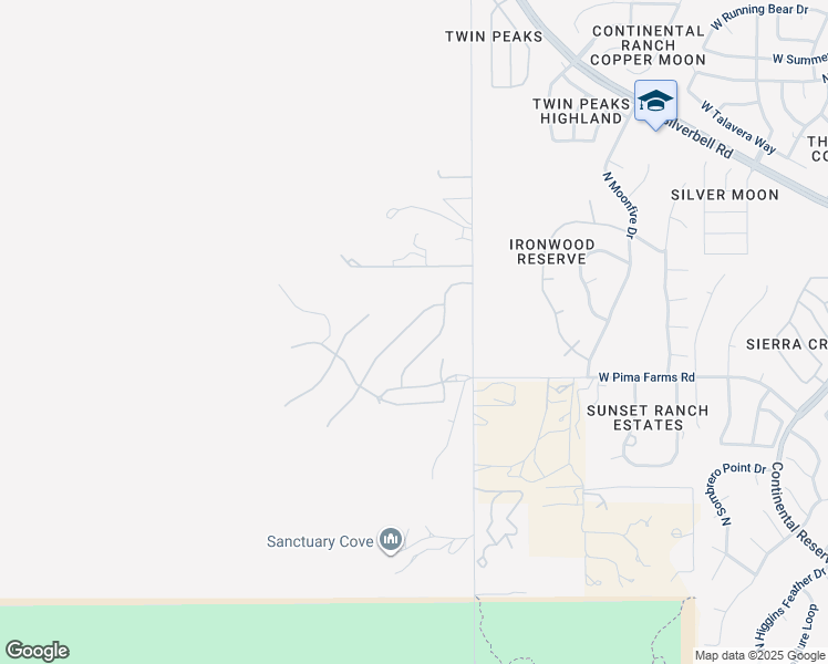 map of restaurants, bars, coffee shops, grocery stores, and more near West Pima Farms Road in Tucson