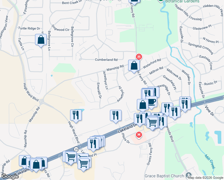 map of restaurants, bars, coffee shops, grocery stores, and more near 310 Siltstone Ridge in Brandon