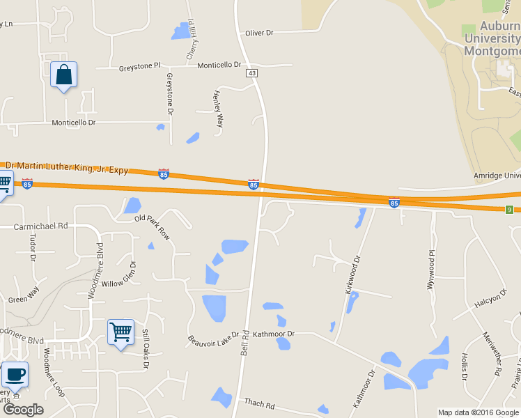 map of restaurants, bars, coffee shops, grocery stores, and more near 1377 Bell Road in Montgomery