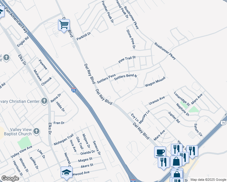 map of restaurants, bars, coffee shops, grocery stores, and more near 1901 Ironwood Court in Las Cruces