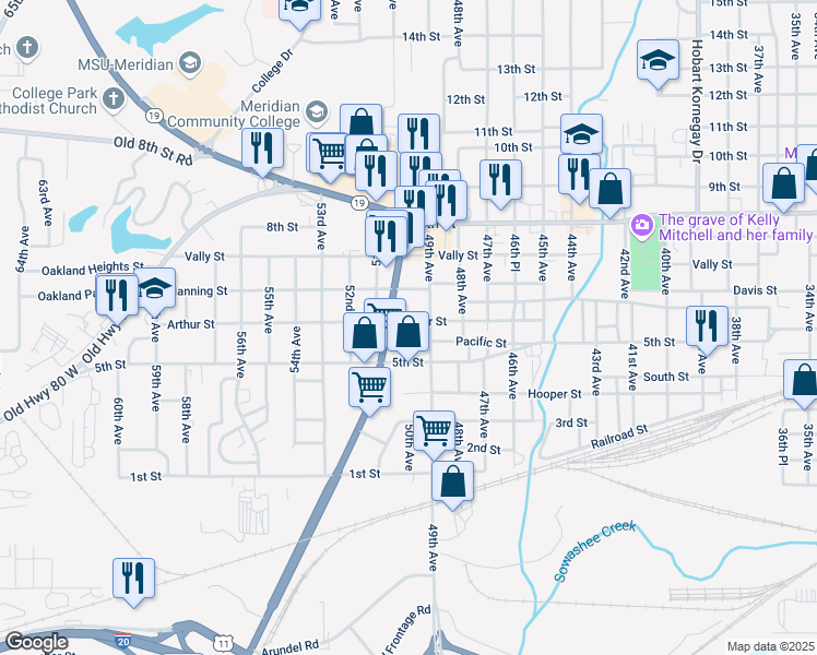 map of restaurants, bars, coffee shops, grocery stores, and more near 4917 Arthur Street in Meridian