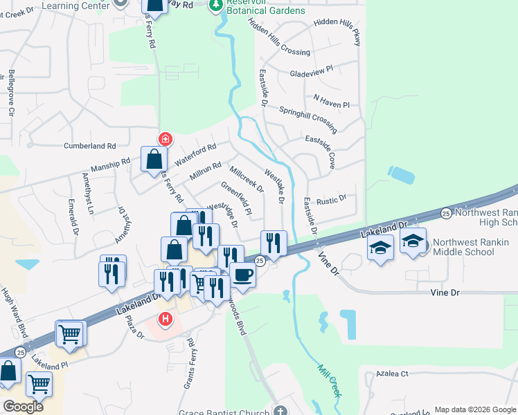 map of restaurants, bars, coffee shops, grocery stores, and more near 228 Greenfield Place in Brandon